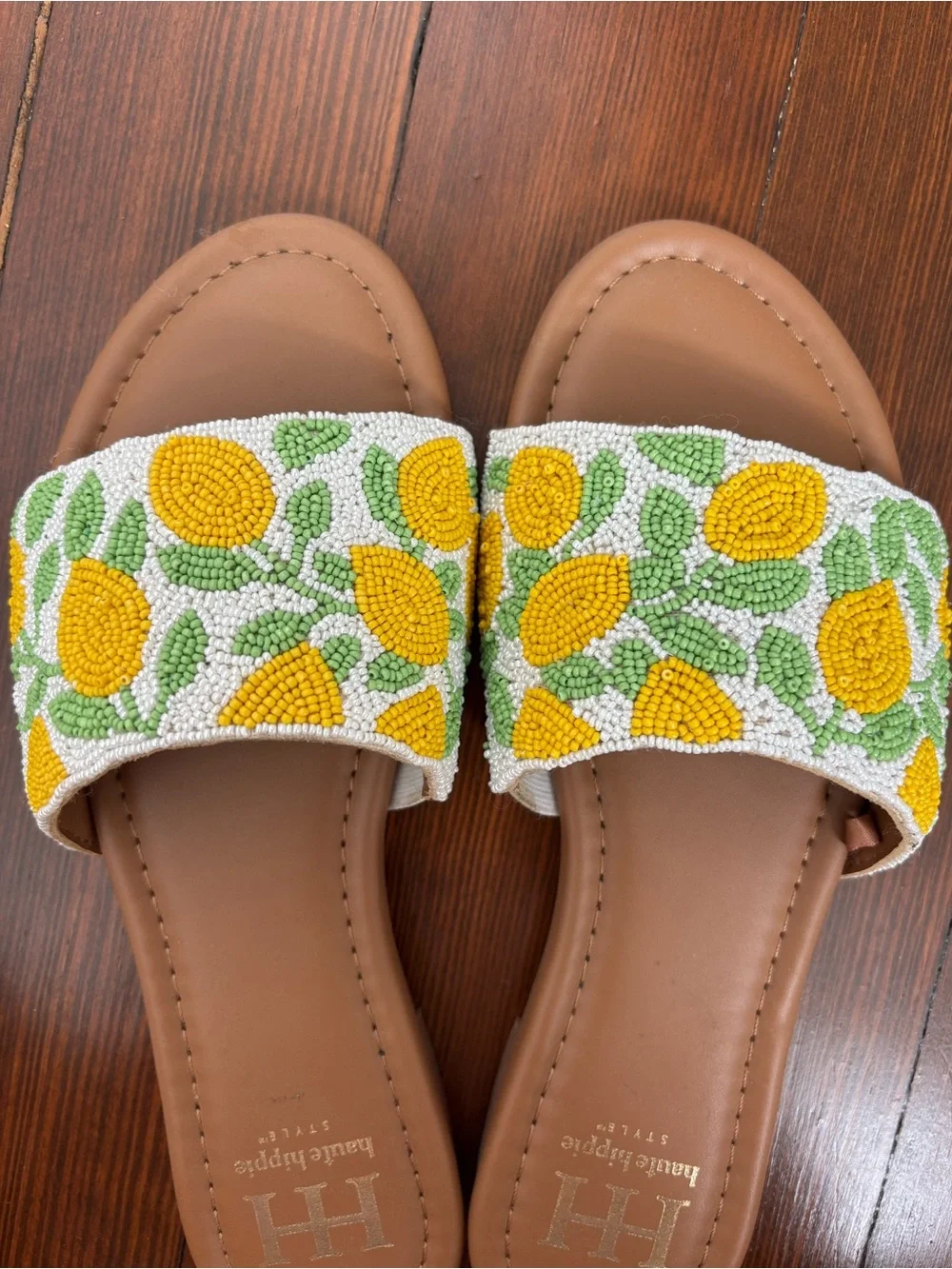 Haute Hippie beaded lemon sandals
